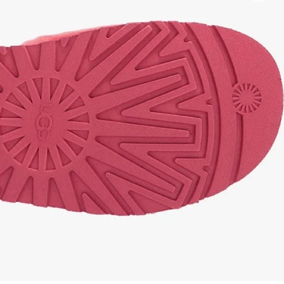 UGG Disco Slides Sandals Pink Cloud Sheepskin Fluff Fur Slingback Strap Logo - Picture 6 of 15